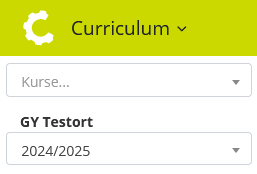 Menü zur Auswahl von Kurs und Lernzeitraum aus Schülersicht