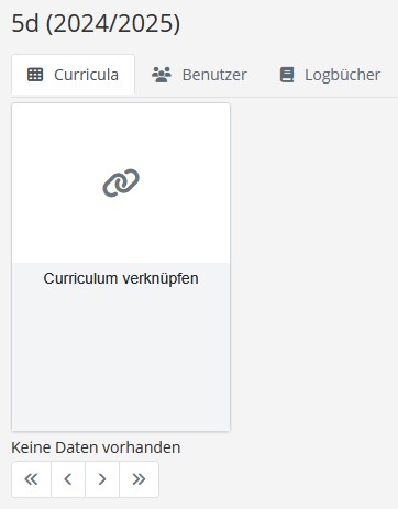 Kachel zum Verknüpfen eines Curriculums mit der aktiven Gruppe