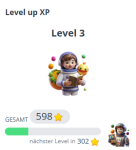 Astronaut, der Level 3 erreicht hat.