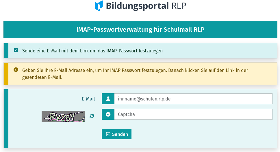 schulmail imap passwort erstellen