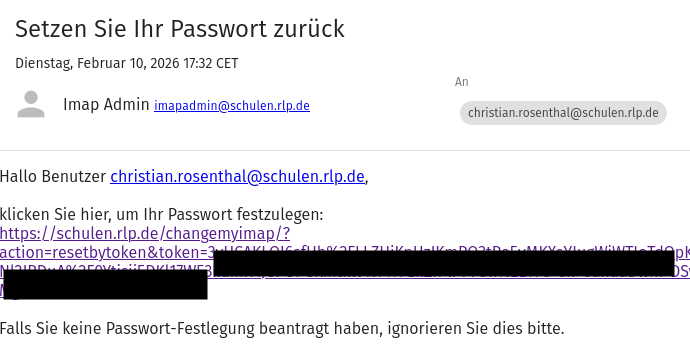 EMail Passwort zurücksetzen