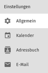 Auswahlmenü für Einstellungen