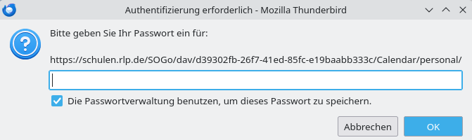 Passwortabfrage Kalender