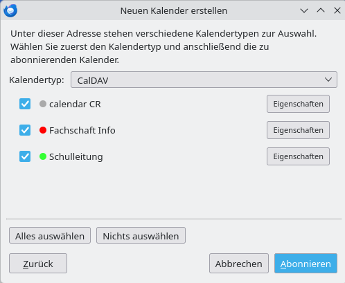 Kalender auswählen