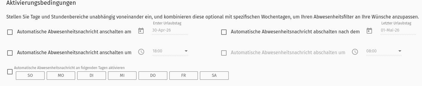Aktivierungsbedingungen