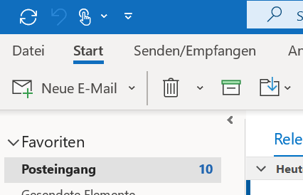 Outlook Menü Datei