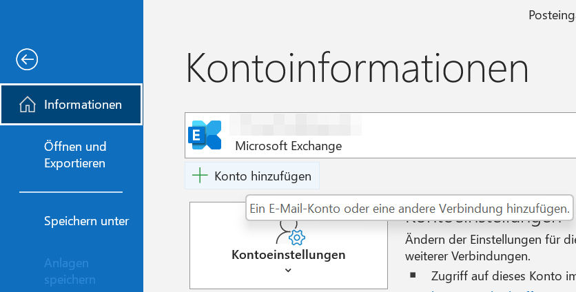 Outlook Konto hinzufügen