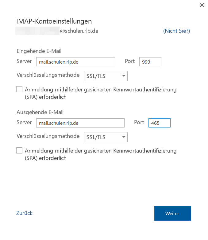 Outlook Serverdaten