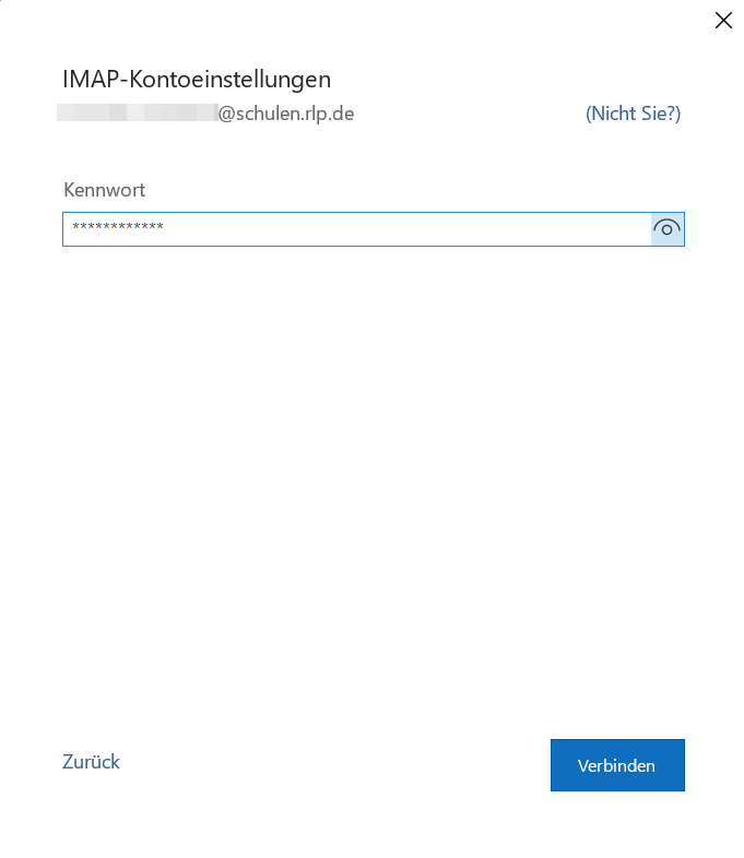 Outlook IMAP Passwort