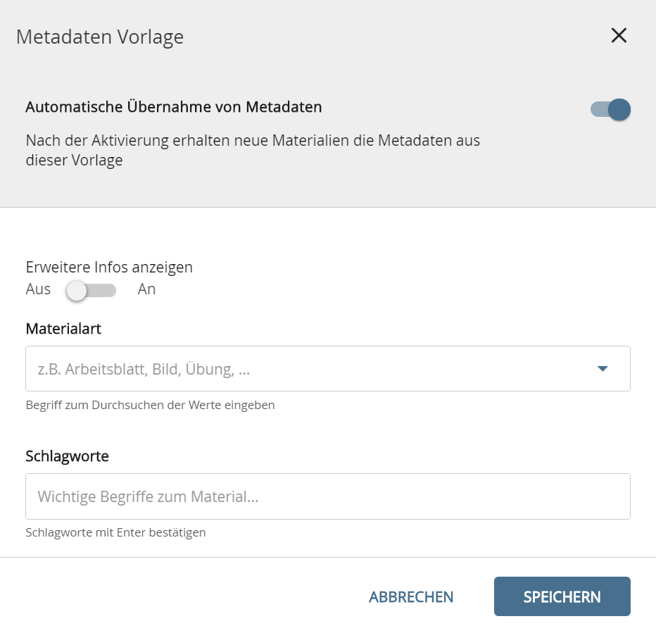 Bild Eingabefenster Metadaten